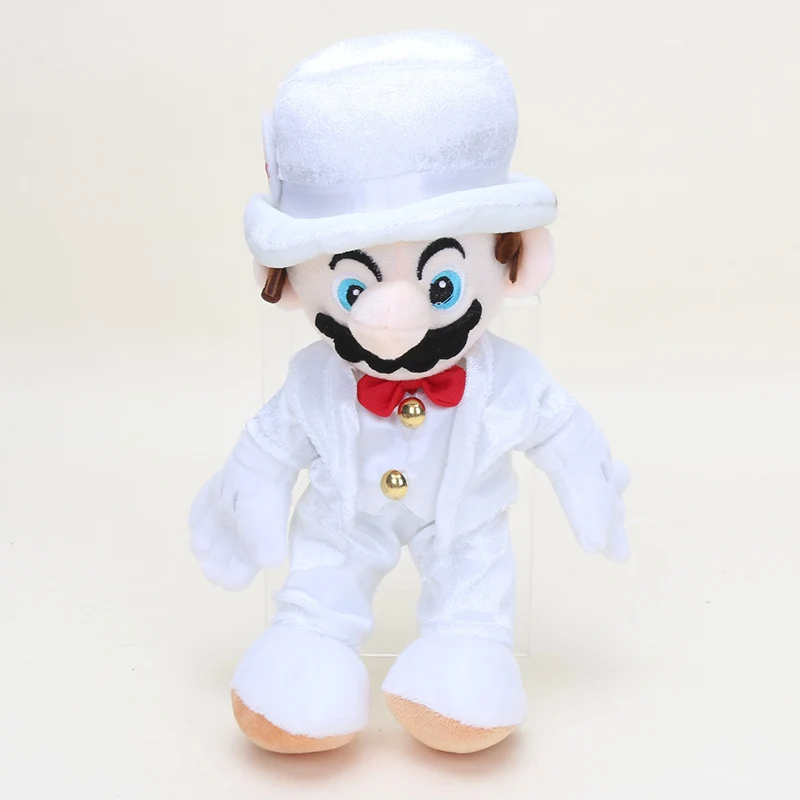 white mario Супер Марио Одиссея свадебное платье костюм жениха Марио плюшевые игрушки прекрасный подарок, кукла для детей подарок на день рождения - Цвет: white mario