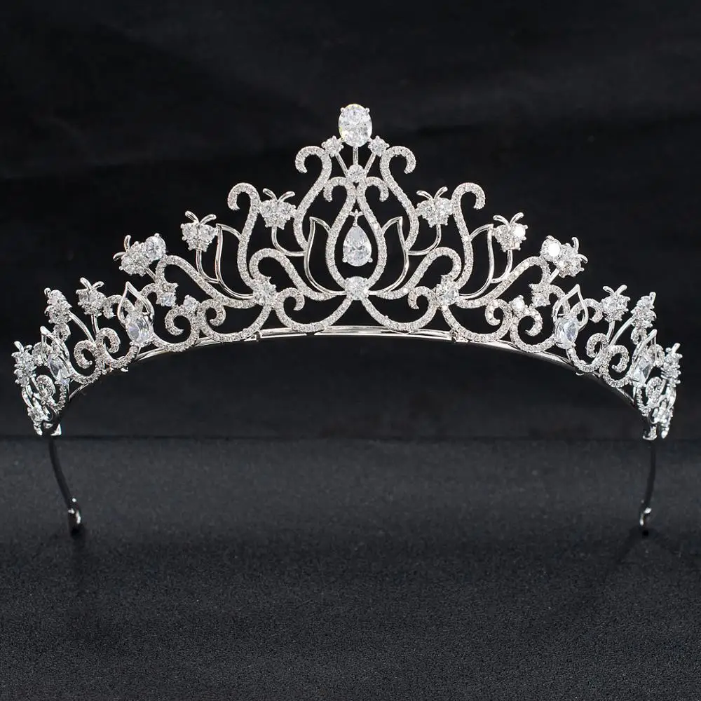 Великолепные Свадебные тиара корона принцессы Диадема из кубического циркония