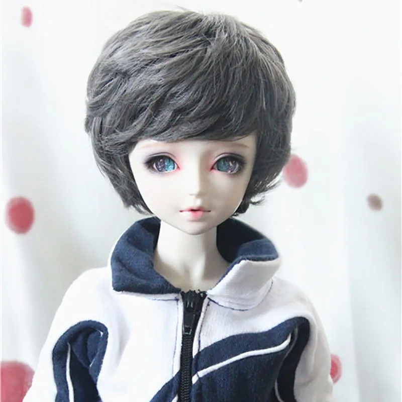 Bybrana Bjd парик куклы унисекс короткие вьющиеся волосы для 1/3 1/4 1/ 6 размеров, кукла дыма сером и коричневом цвете молока золотистый и черный