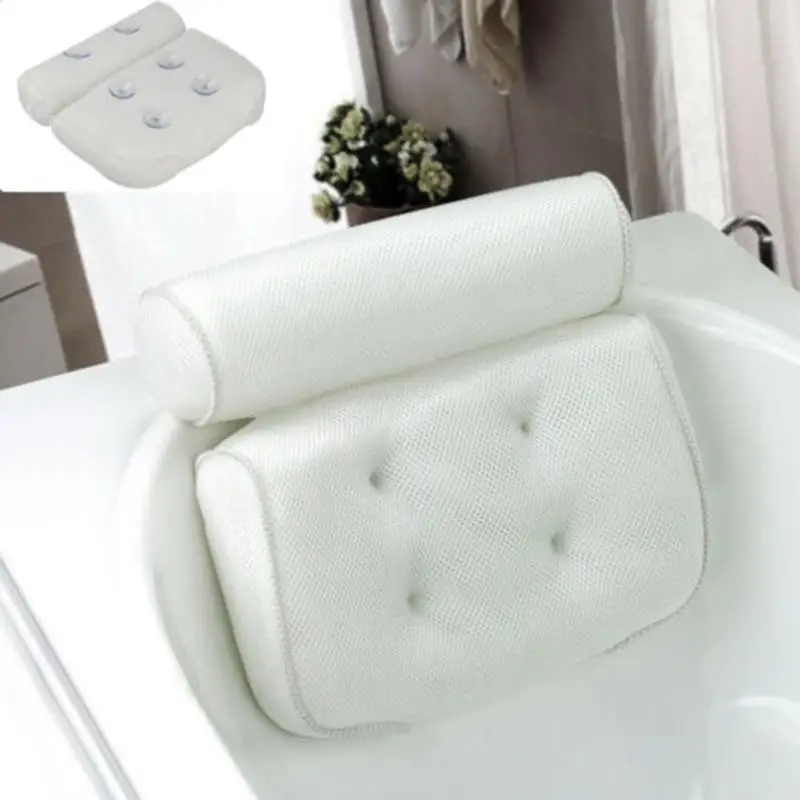30breathable 3d Mesh Spa Bath Pillow With Suction Cups Neck And Back