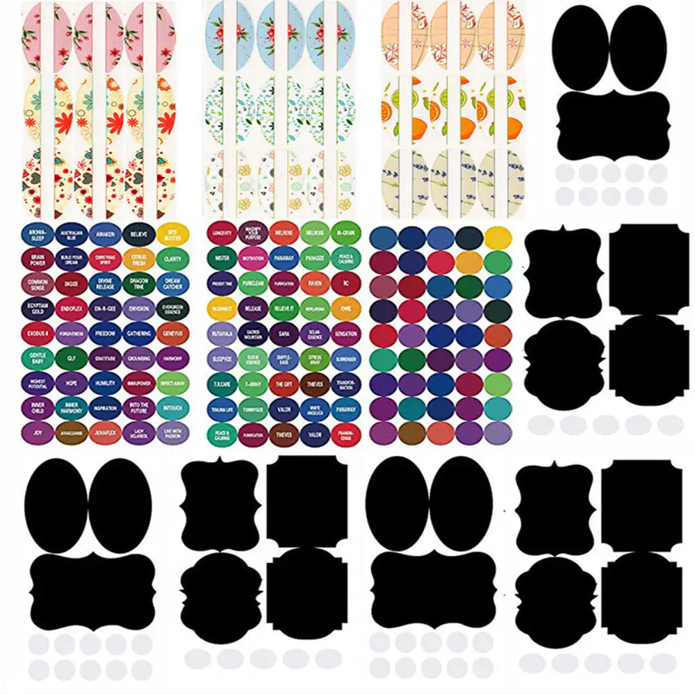 

12 Sheets Empty Papers Sticker For Essential Oil Bottle Sticker Oval-shaped Round Stickers Perfume Bottle Lid Labels