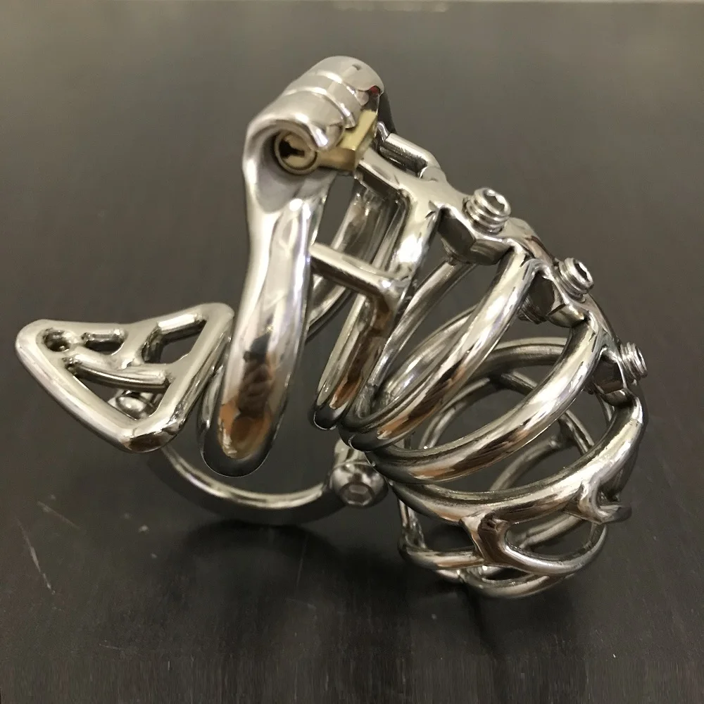 

Stainless Steel Male Chastity Device Cock Cage Metal Penis Ring Locking Belt Bondage Restraint Sex Toys for Men CC165