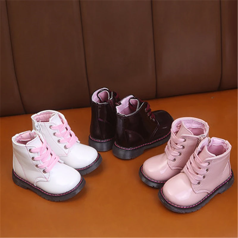 Детские зимние ботинки Осень-зима ботильоны для мальчиков и девочек унисекс искусственная кожа обувь для детей зимняя обувь 050