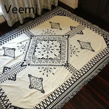 

Modern diamond pattern cotton elegant sofa blanket dining room high quality sofa cover Christmas gift tassels simplicity cover