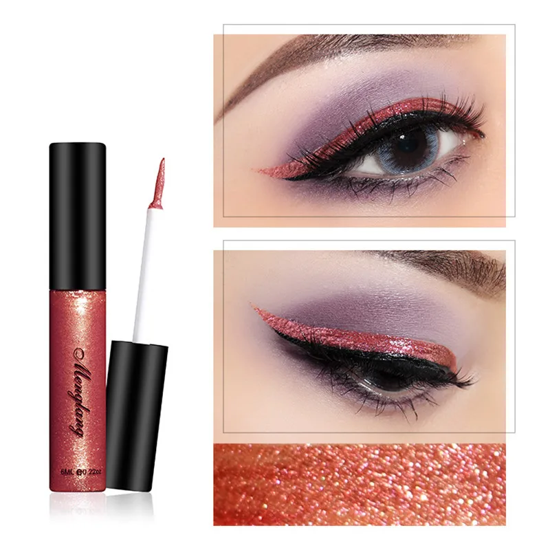 Brand 13 Colors Glitter Liquid Eyeliner Waterproof Eye Liner Pigment Gold Red Blue Sliver Eyeliner Shiny Beauty Eye Liner Makeup