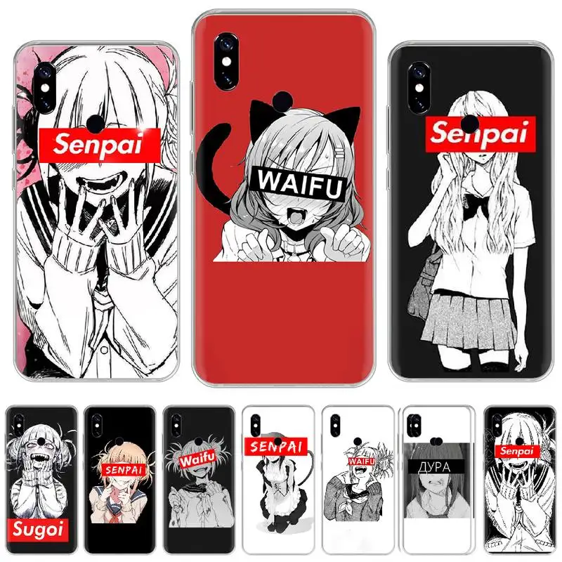 Sugoi Senpai Anime waifu TPU Soft Phone Cover For Xiaomi Mi 8 9 SE T A2 MAX3 Redmi 4X 5 PLUS 5A 6A 7 7A K20 K30 PRO | Мобильные