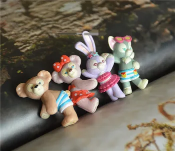 

4piece/lot 5cm cute duffy bear and Shellie May the rabbit and cat figure toys cute duffy collection toys