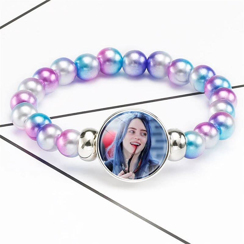 5 Billie Eilish браслет из бисера, амулет, аксессуары, эластичные бусины, выдвижной женский браслет, ювелирные изделия для фанатов - Окраска металла: 5