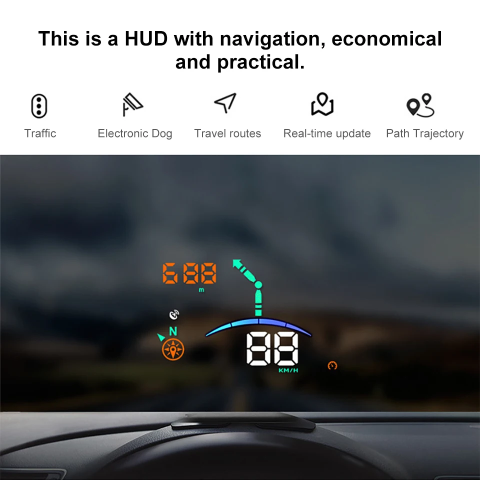 AOSHIKE H8 12V Универсальный 5," навигационный HUD Дисплей gps скорость универсальная скорость компьютерный монитор с зажигалкой для сигарет
