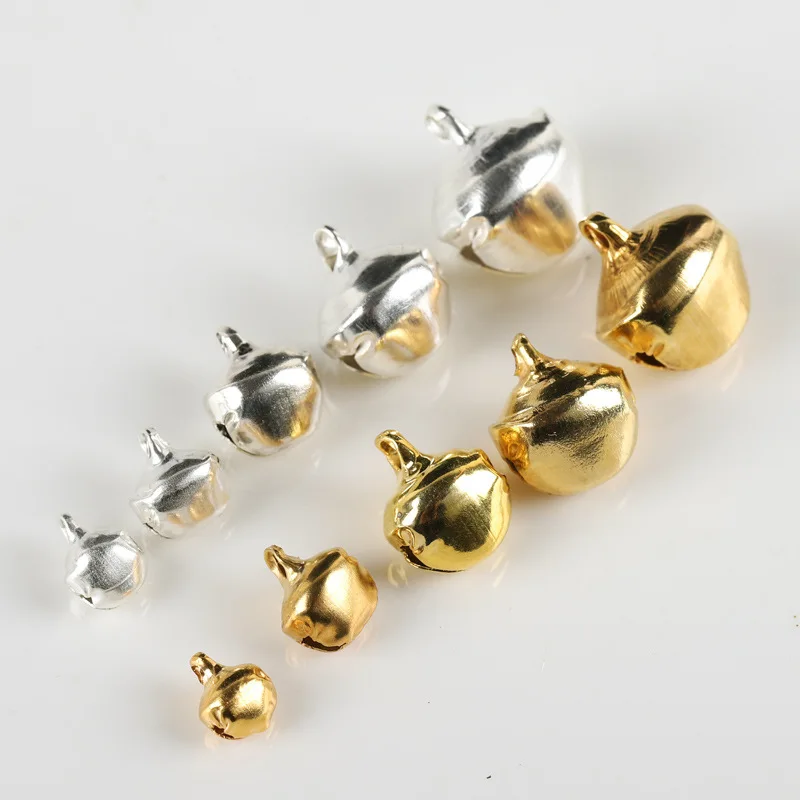 Christmas Decorations Jingle Bells Gold Silver Iron Pendant Hanging Christmas Tree Ornaments DIY Craft Handmade Accessories 50Pcs