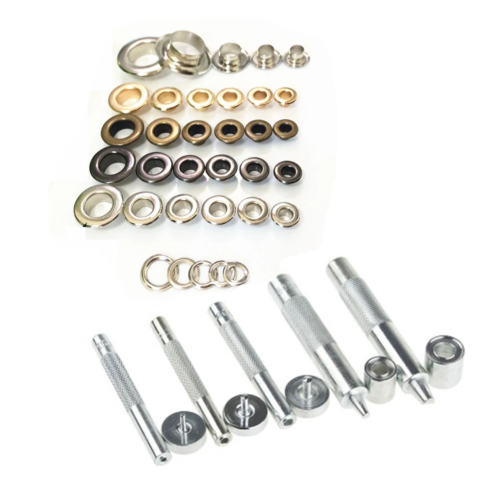 

50Pcs+1set tools 3.5-10mm Metal Eyelets with Grommet for Leathercraft Shoe Belt DIY Scrapbooking Cap Bag Tag Clothes Accessories