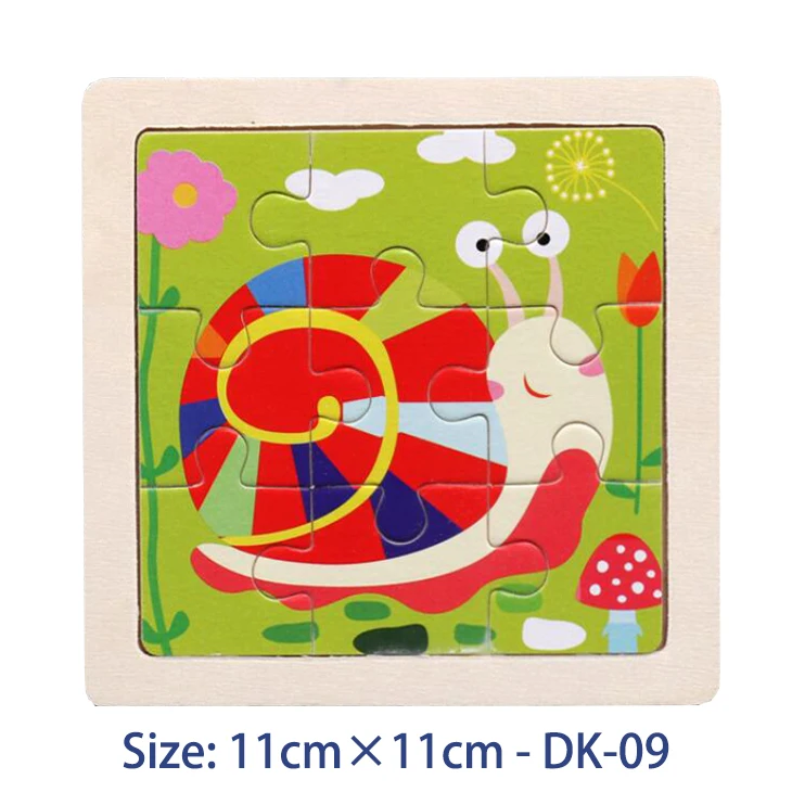 Sale 9 Pieces of Wooden Puzzle Cognition Animals and Vehicles Jigsaw Kindergarten Children Educational Toys Baby Wood Toy Gifts 41