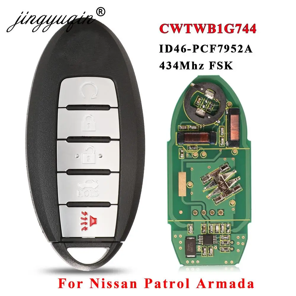 Фото Jingyuqin CWTWB1G744 БЕСКЛЮЧЕВОЙ для Nissan патруль Армада 5 кнопок 433,92 МГц FSK ID46 Pcf7952 Чип Смартфон №1