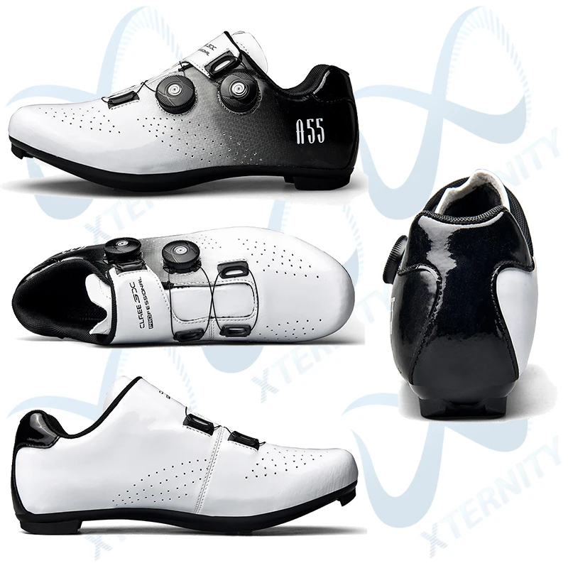 Men Professional Ultralight Cycling Shoes Self-Locking SPD Racing Road Bike Shoes Bicycle Sneakers Outdoor MTB Flat Cleat