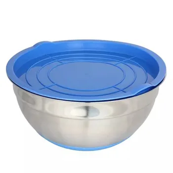 

Stainless Steel Bowl with Sealing Cover without Magnetic Thickening Silicone Bottom Salad Pot Baking Egg Kitchen Utensils DIN889