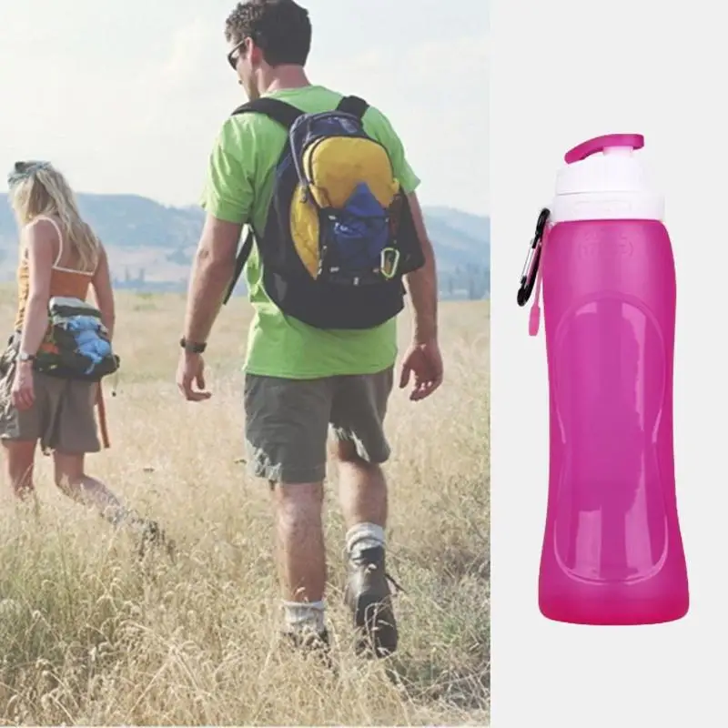Outdoor Sports Water Bottle Silicone Foldable Water Storage Container Portable Travel Camping Hiking Collapsible Leakproof Drink