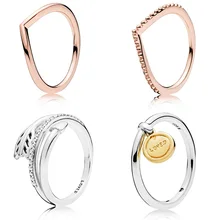 4 стиля, женские кольца из серебра 925 пробы, ювелирные изделия с розовой Золотой стрелкой, Золотое кольцо с подвеской в виде сердца для женщин, ювелирные изделия
