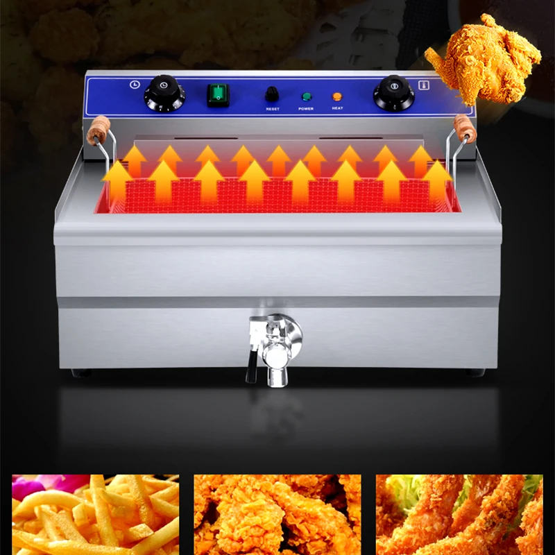 Electric Deep Fryer 30L single-cylinder deep-fried dough stick electric Food fryer  Grill Fried Fish Chicken Meat Potato Chips