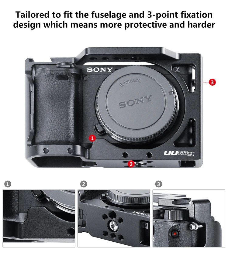 UUrig DSLR Камера клетка чехол металлический корпус с ручным управлением с холодным башмаком для 1/4 3/8 дюймов резьбовое отверстие для SONY A6400 A6100 Камера аксессуары для микрофона