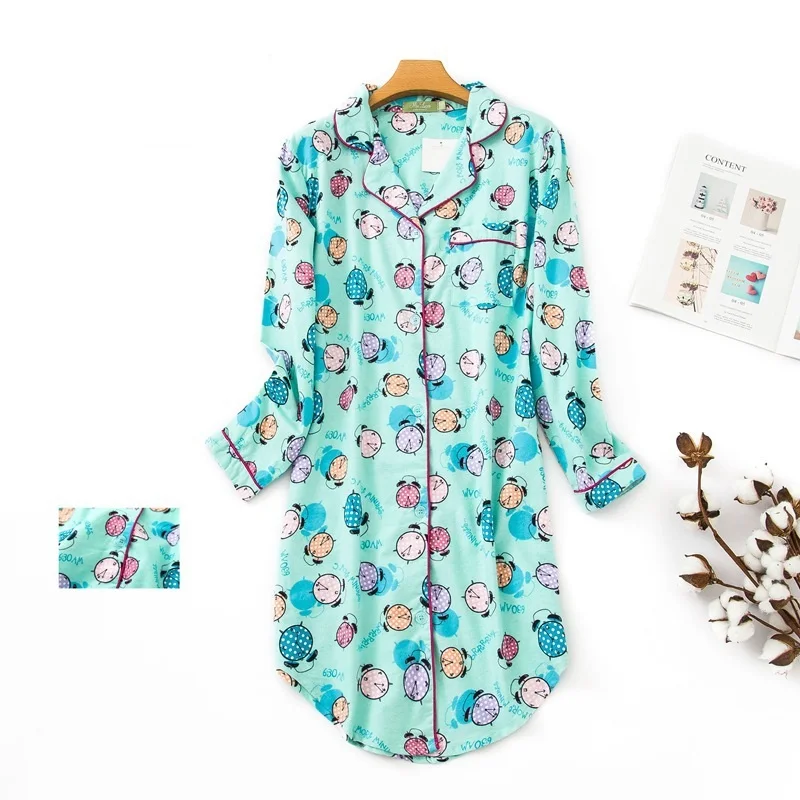 Plus size 100% Cotton Women's Flannel Boyfriend Nightshirt Nightgown Nightdress Pink Plaid Cat Sleepwear Sleepshirt Nightgowns