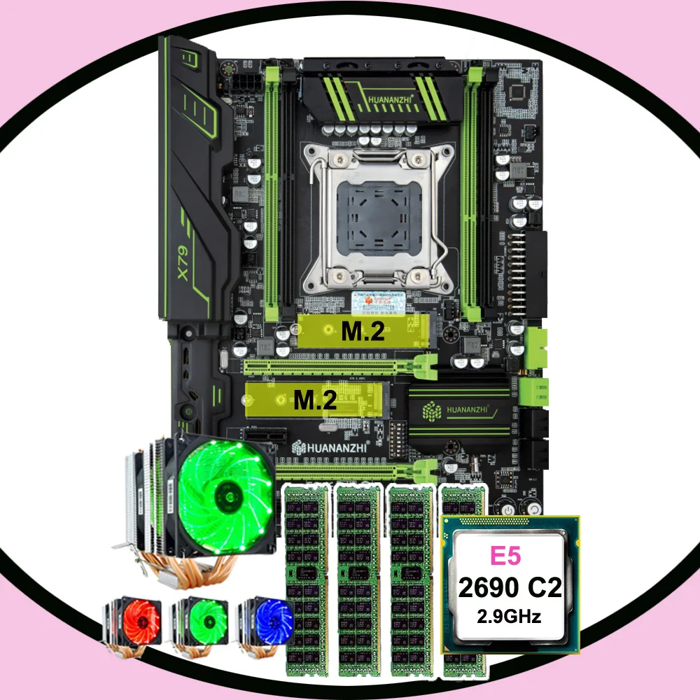 Комплект материнской платы HUANANZHI X79 Dual M.2 SSD процессор Intel Xeon E5 2690 2 9 ГГц 6 трубок