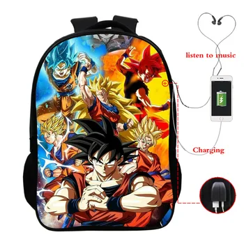 

Hot Anime Dragon Ball USB Charge Backpack Super Saiyan Torankusu Goku Students Schoolbag Rucksack Men Teens Book Mochila