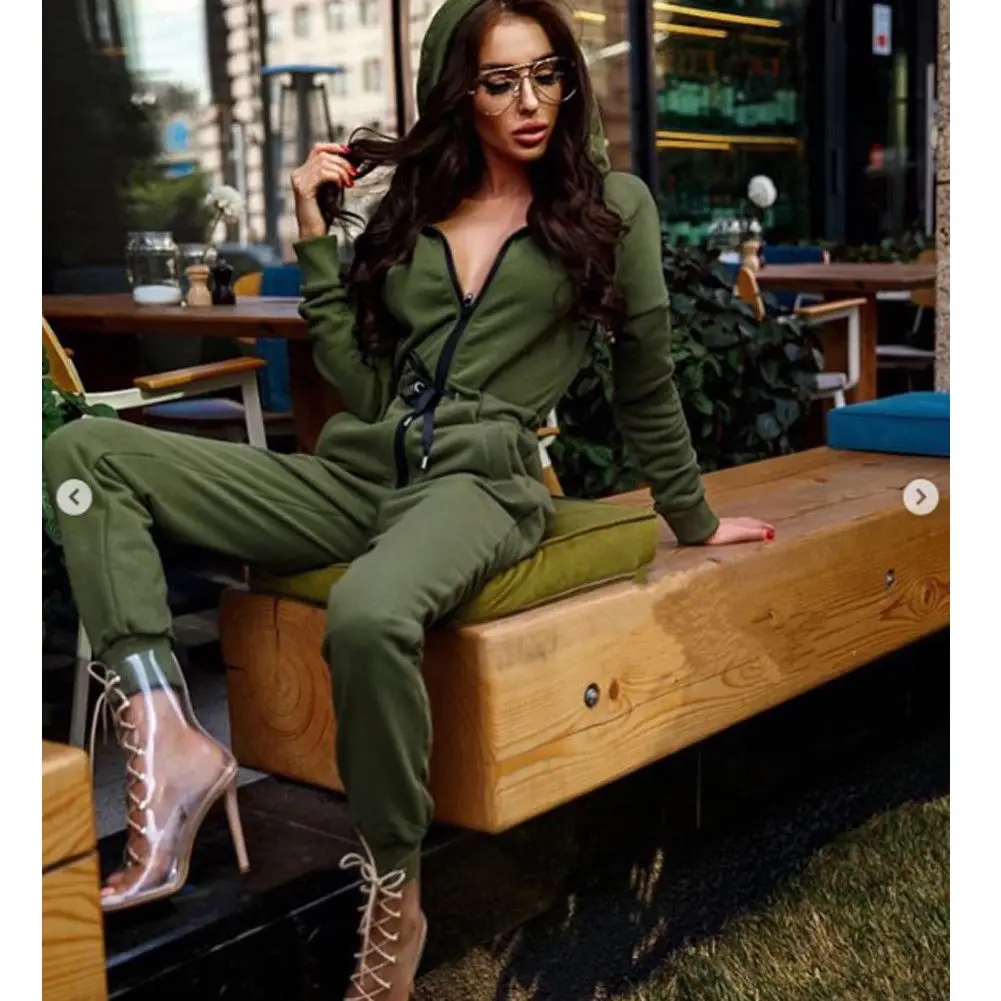 Factory Direct Sales 1Pcs Women Tracksuit Hoodies Pants Set Lounge Wear Sport Suit Jumpsuit Plus