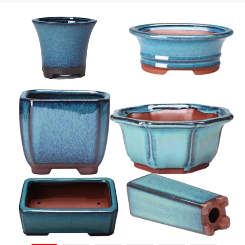 1 Pcs Chinese Style Glazed Plant Pot Ceramic Succulent Flower Pot