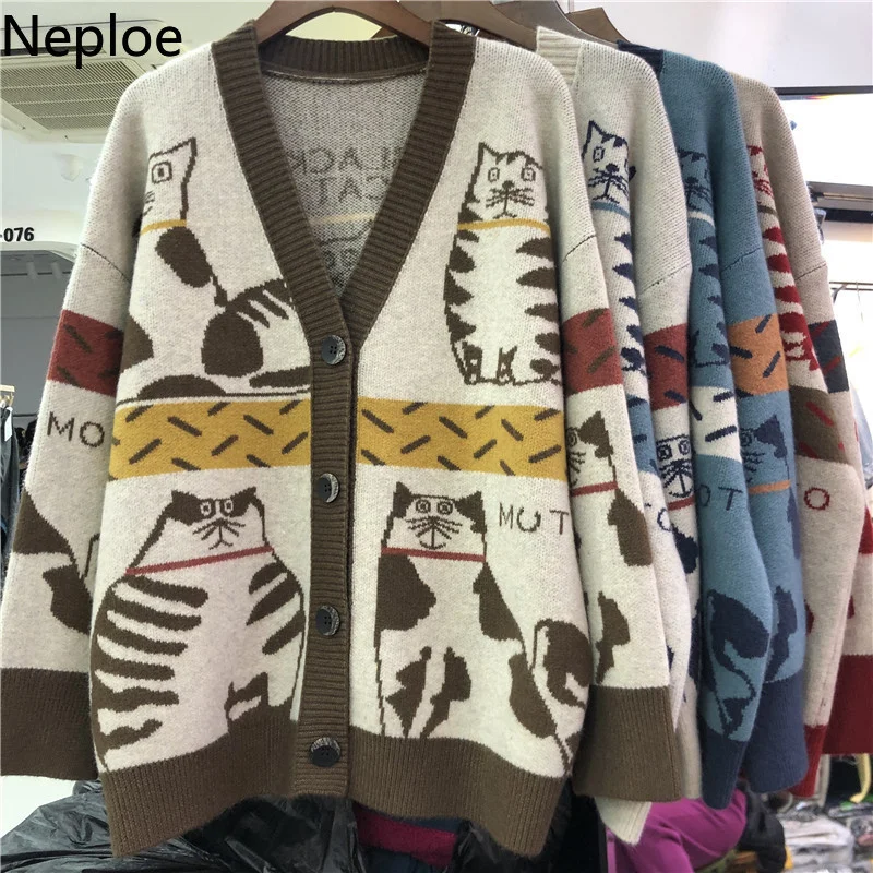 Осень 2022 женский свитер Neploe одежда модный кардиган в виде кота и животного