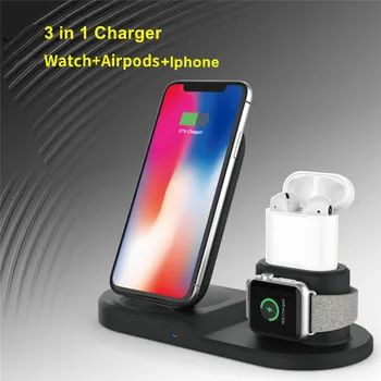 

3 In 1 Fast 7.5W Wireless Charger for Apple Watch iWatch 1 2 3 4 Airpods QI Wireless Magnetic Charger Dock for iPhone XR XS MAX