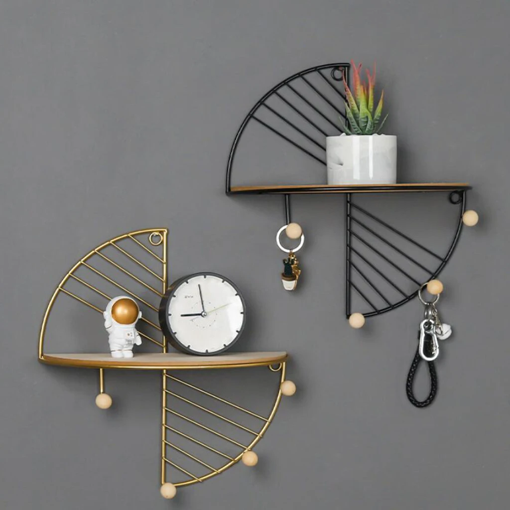 Iron and wooden board Storage Rack Shelf with Hooks Hat Key Hangers Holder Wall Hook Home Decoration