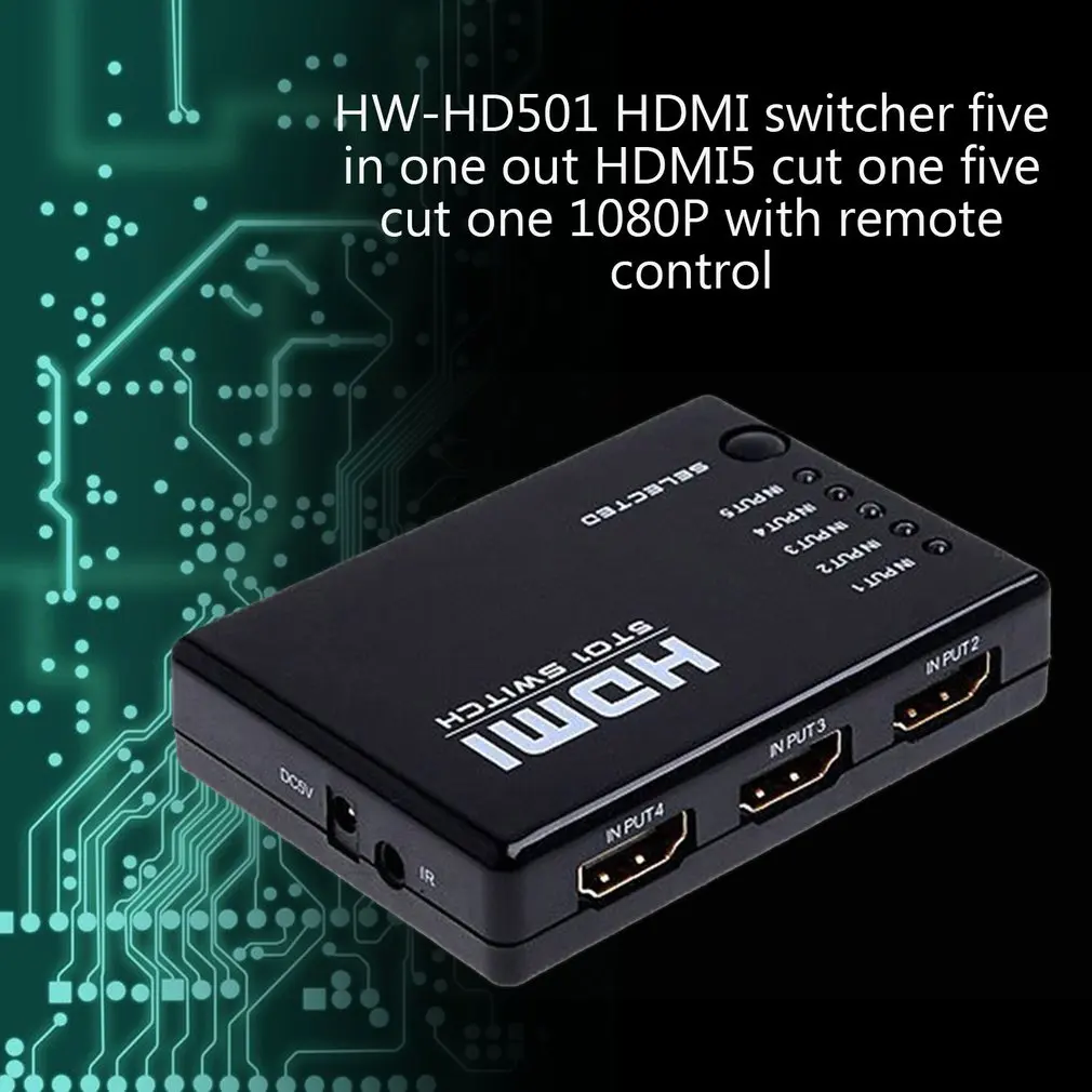 Набор Мини 5 портов 1080P видео Hdmi Коммутатор Hdmi сплиттер с ИК пультом дистанционного разветвителя коробка для Hdtv Ps3 Dvd