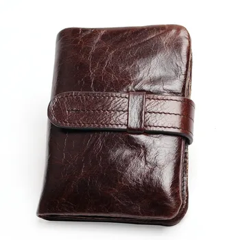 

Luxury Vintage Casual 100% Real Genuine Cowhide Oil Wax Leather Men Short Bifold Wallet Wallets Purse Coin Pocket Male Zipper