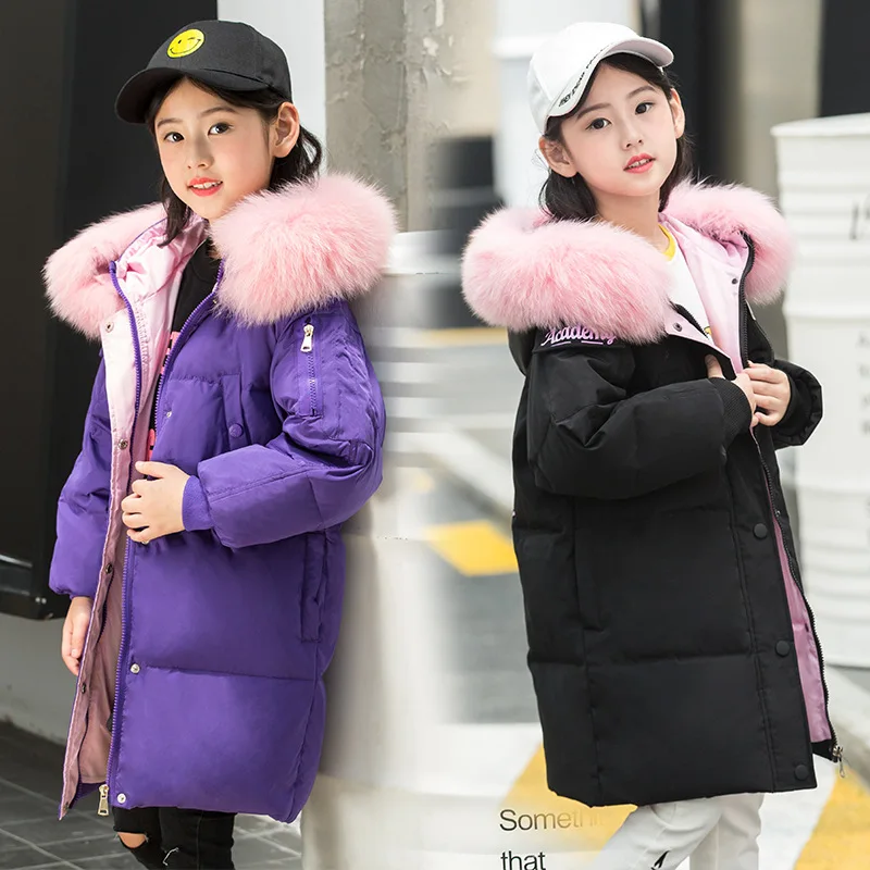 

OLEKID Children Girls Winter Coat Thicken Warm Long Down Jacket For Girls 5-14 Years Kids Teenager Outerwear Coat Parka For Girl