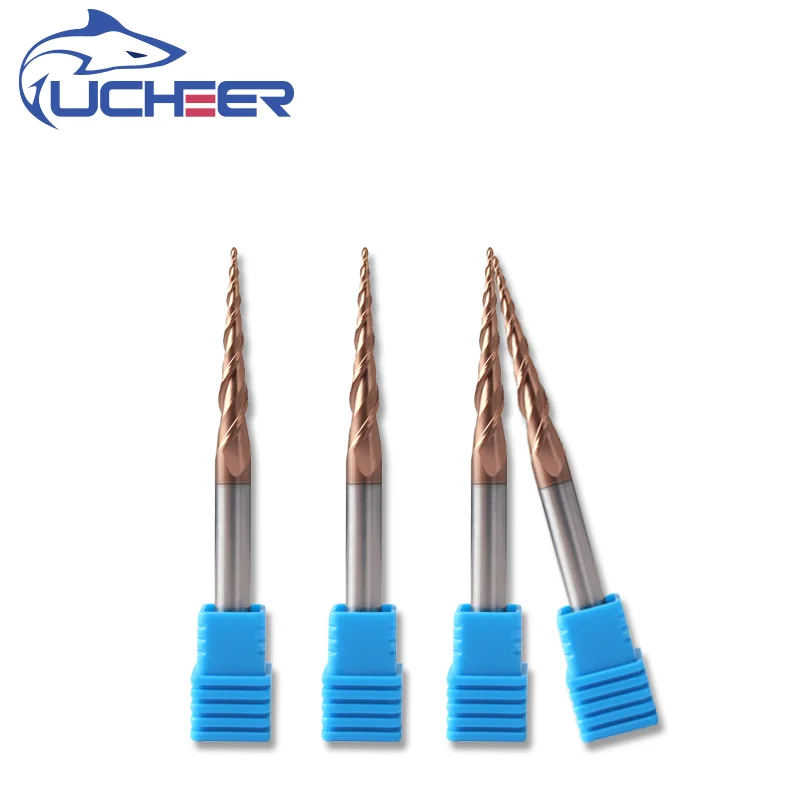 UCHEER 1 шт./компл. 3,175 мм, с конусообразным окончанием, Вольфрам карбида вольфрама с покрытием Алюминий с покрытием конический Фрезерный резак деревообрабатывающий гравировальное лезвие