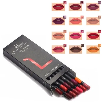 

pudaier 12pcs Makeup Matte Lip Pencil Cosmetic Kit Waterproof Long Lasting Matte Lip Contour Liner Pencil