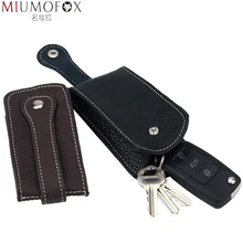 

Leather Car Key Case Buckle Genuine Leather Key Housekeeper Wallet Women Trinket EDC Keychain Organizer Pouch Pull-Style Cover