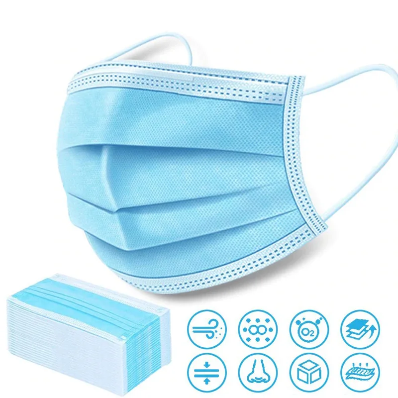 

100pcs Mask Disposable Nonwove 3 Layer Filter Mask mouth Face mask filter safe Breathable dustproof Protective masks