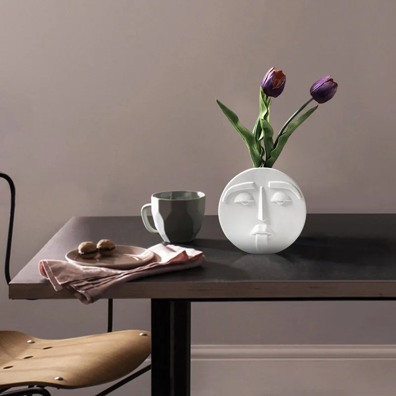 Creative Handmade Face Vase White Decoration Home Ceramic Flower