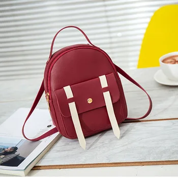 

Droppshiping Contrast Color Backpack Women Mini Casual Travel PU Bag Multifunctional Bags J55