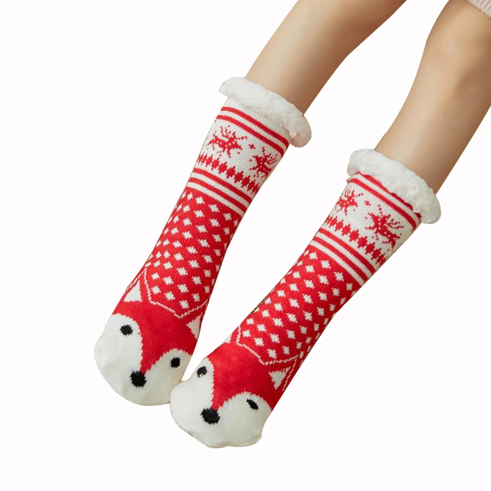 Женский, мужской носок для взрослых, шерсть, утолщенные, вязанные, шерпа, внутри, теплые, пушистые, носки-тапочки, рождественские носки - Цвет: F1