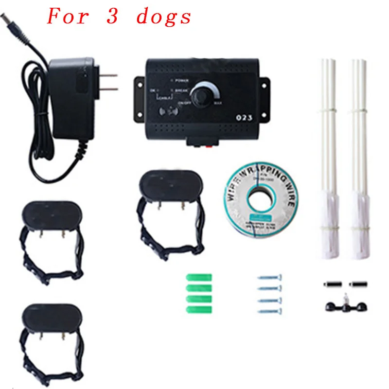 Заряжаемый ошейник для собак, электронное устройство для обучения, зарытое электрическое ограждение для собак, система безопасности 023, электрический забор для домашних животных - Цвет: for 3 dogs