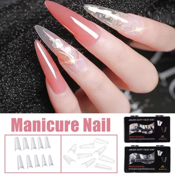 

500pcs Half Nail Tips White Natural Transparant False Nails Plastic Long Fake Nails for Nail Art Manicure Salon