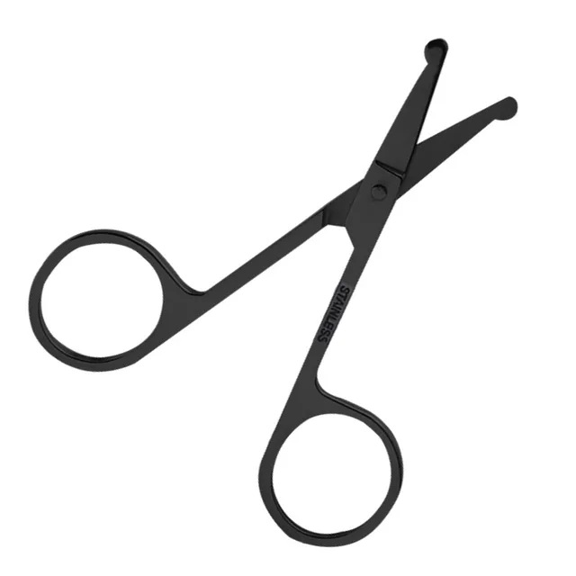 Black Stainless Steel Nose Hair Trimmer Round Head Scissors For Women Face Beauty Tools Mini Portable Eyebrow Scissor