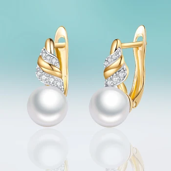 

New Fashion Gold Big Round Pearl Earrings Spiral Micro Inlay Zirconia Stud Earrings for Women Jewelry Cretive Gifts Brincos