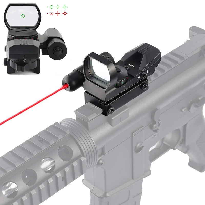 

New red and green dot sight with laser sight 1x33 holographic tactical reflection 4 cross-hair adjustable 20mm rail installation
