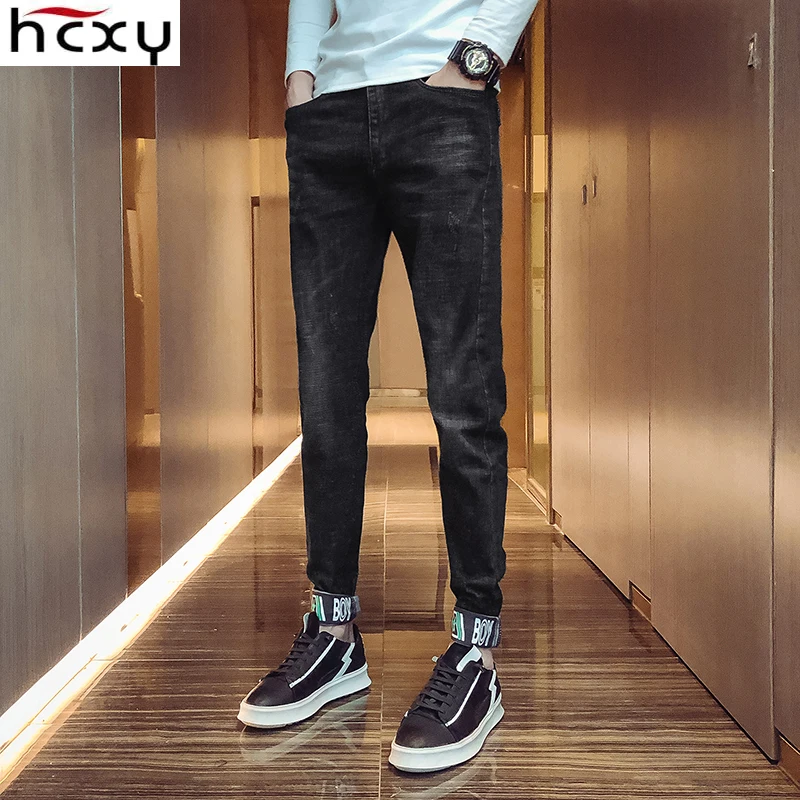 HCXY2019 осенние и зимние новые джинсы в Корейском стиле; сапоги с хорошей терморегуляцией для женщин, обтягивающие кожаные мужские джинсы