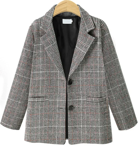 

2019 Autumn And Winter New Style Loose-Fit Europe And America Retro Plaid Casual Suit Jacket