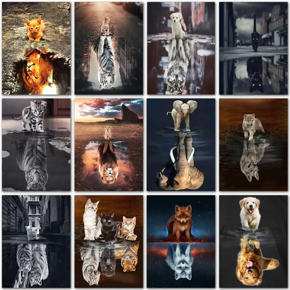 

5D DIY Diamond painting cat dog tiger lion kit animal art Full Round Diamond mosaic Full Square Diamond embroidery Cross stitch