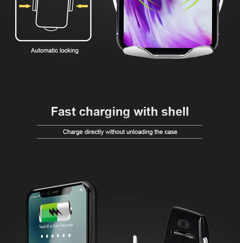 AOXIN 10 Вт Qi Быстрая зарядка автомобильный держатель телефона для iPhone Xs Max XR X samsung S10 S9 интеллектуальное Беспроводное зарядное устройство